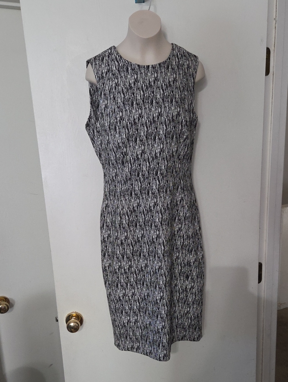 Calvin Klein Black & White Textured Midi Dress